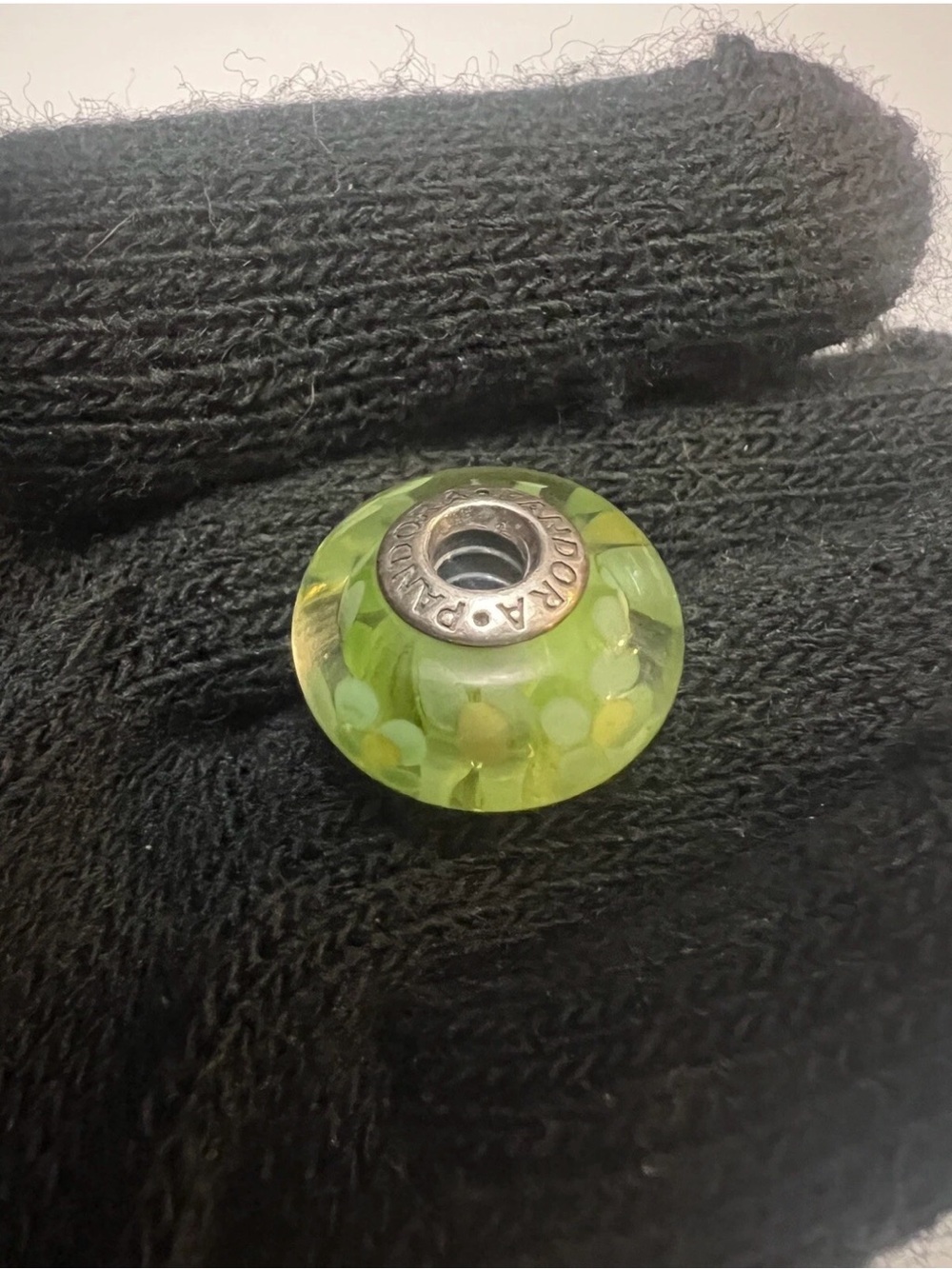 Authentic Pandora Sterling Green Blossom XL Murano Glass Flower Bead - Retired - Picture 4 of 5